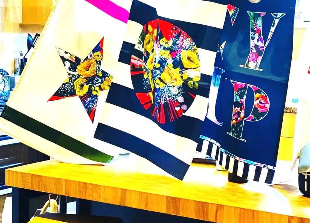 Bright tea towels designed by Vicki Shortt in 2021