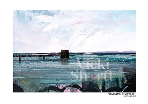 Covenham Reservoir design 1 - prints by Vicki Shortt - with a logo watermark