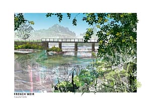French Weir Taunton Art Print